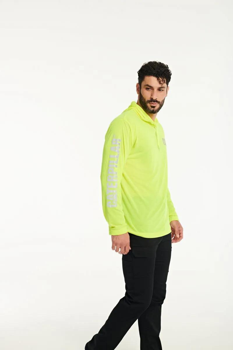 Men's HiVis UPF Hooded Long Sleeve Tee