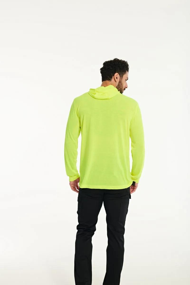 Men's HiVis UPF Hooded Long Sleeve Tee