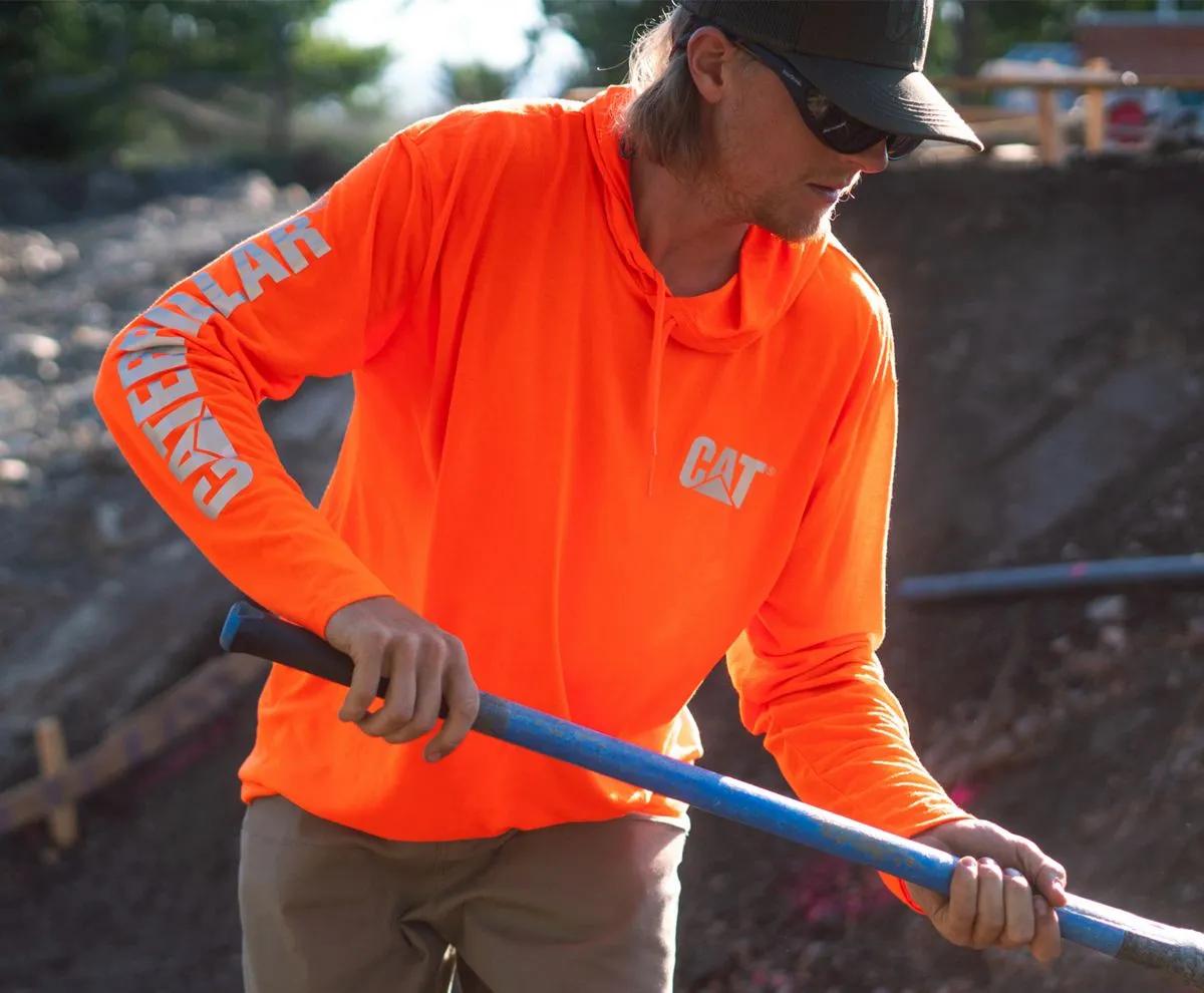 Men's HiVis UPF Hooded Long Sleeve Tee